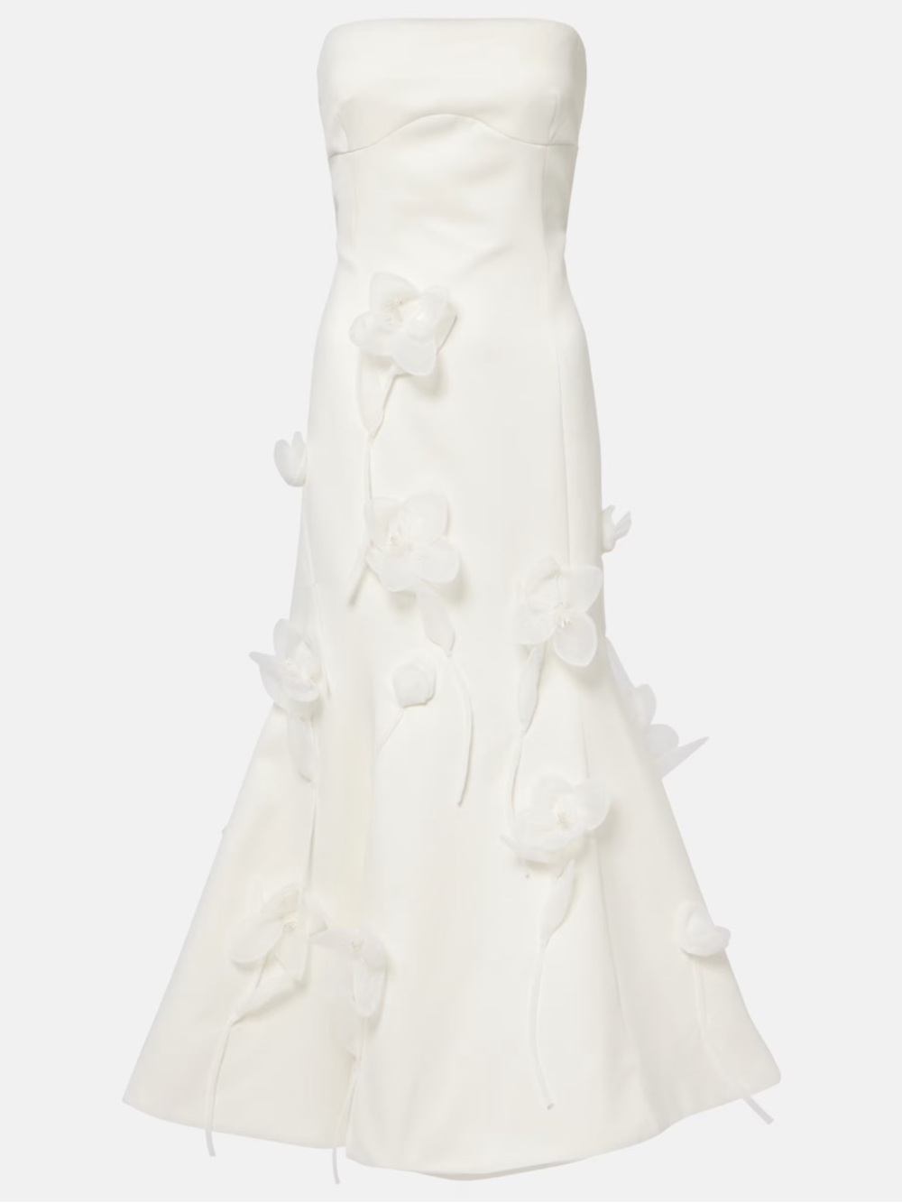 Rotate Bridal floral-appliqué midi dress